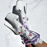 Butterfly Boot - White - 8 INCH, stripper shoe, stripper heel, pole heel, not a pleaser, platform, dancer, pole dance, floor work