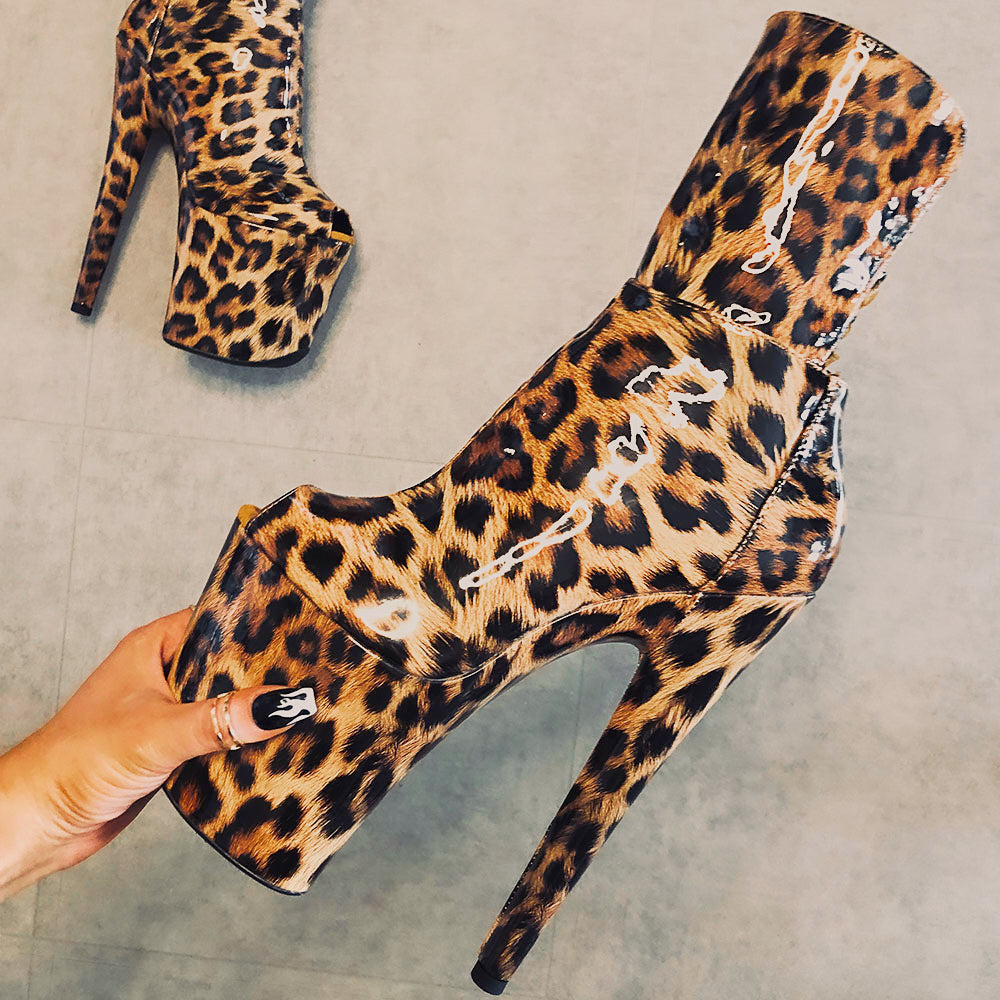 Empire Kicks Corset - Leopard - 8 INCH, stripper shoe, stripper heel, pole heel, not a pleaser, platform, dancer, pole dance, floor work