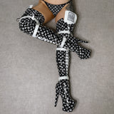 Branded Thigh High Wide Fit - Black - 7 INCH, stripper shoe, stripper heel, pole heel, not a pleaser, platform, dancer, pole dance, floor work