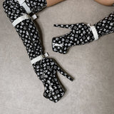 Branded Thigh High Wide Fit - Black - 7 INCH, stripper shoe, stripper heel, pole heel, not a pleaser, platform, dancer, pole dance, floor work