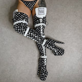 Branded Thigh High - Black - 8 INCH, stripper shoe, stripper heel, pole heel, not a pleaser, platform, dancer, pole dance, floor work