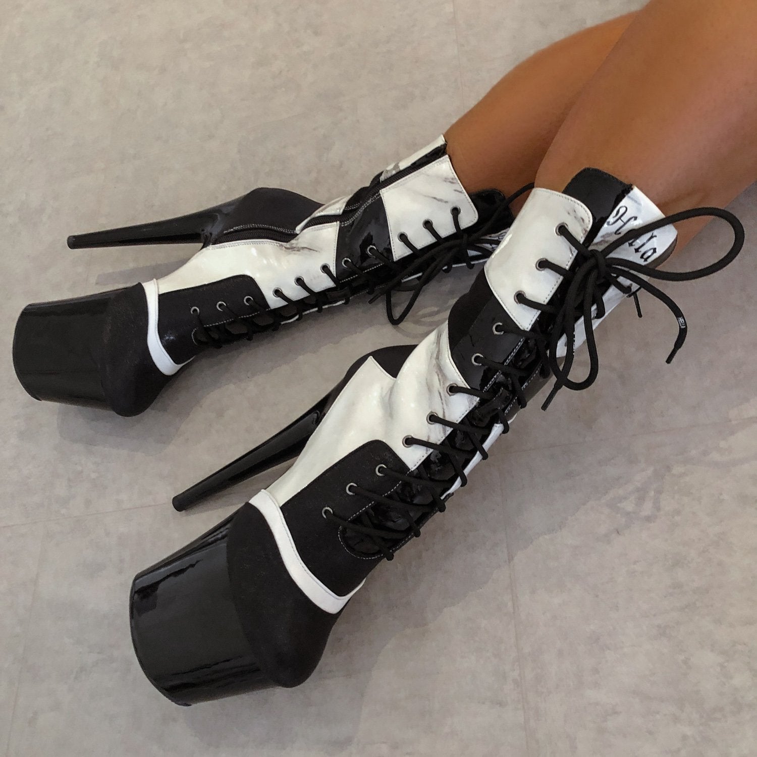 Empire Kicks Sneaker White Marble - 8 INCH, stripper shoe, stripper heel, pole heel, not a pleaser, platform, dancer, pole dance, floor work