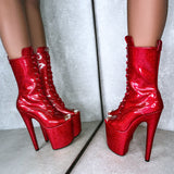 The Glitterati Open Toe Boot - Kansass - 8 INCH, stripper shoe, stripper heel, pole heel, not a pleaser, platform, dancer, pole dance, floor work