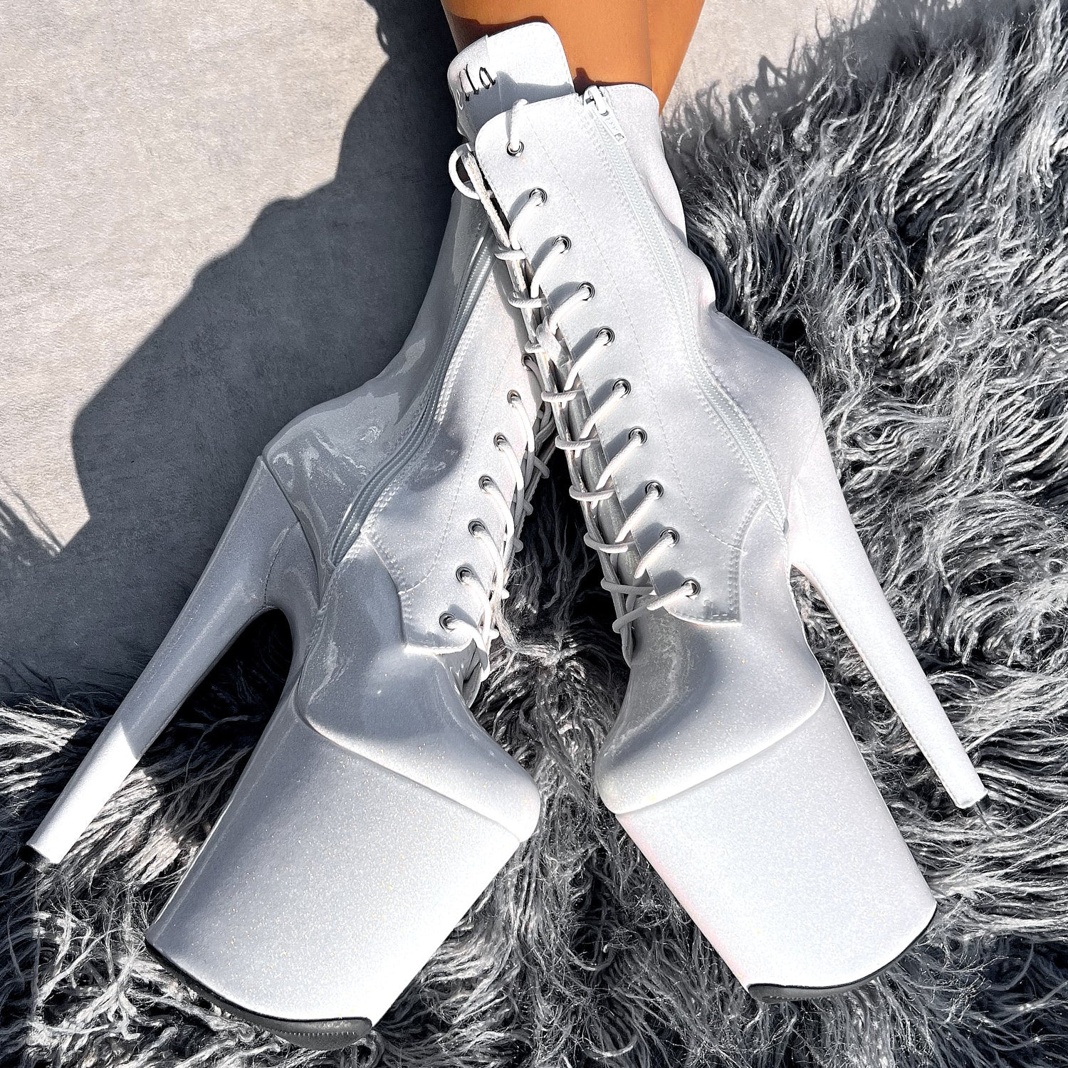 The Glitterati Boot - Snow Kween - 8 INCH, stripper shoe, stripper heel, pole heel, not a pleaser, platform, dancer, pole dance, floor work