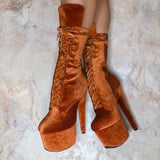 BabyDoll Velvet Brandy - 7 INCH, stripper shoe, stripper heel, pole heel, not a pleaser, platform, dancer, pole dance, floor work