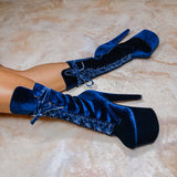 BabyDoll Velvet Old Money - 7 INCH, stripper shoe, stripper heel, pole heel, not a pleaser, platform, dancer, pole dance, floor work