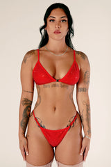 HOAH Bikini Clasp Release Thong Bottoms - Sparkle Red