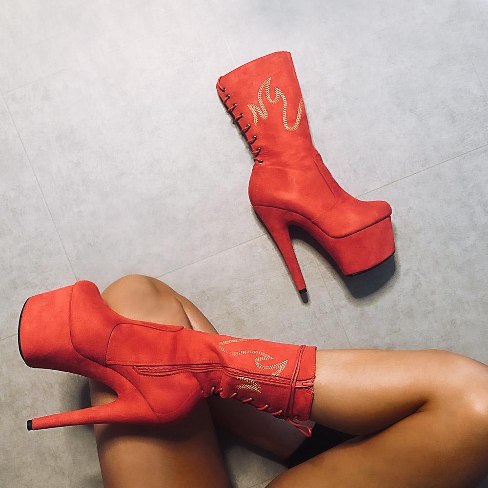 HellGirl Red/Yellow Flame - 7 INCH, stripper shoe, stripper heel, pole heel, not a pleaser, platform, dancer, pole dance, floor work