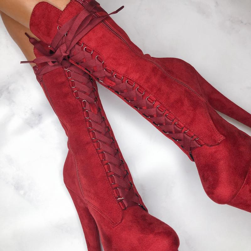 High Babydoll Dark Red - 7 INCH, stripper shoe, stripper heel, pole heel, not a pleaser, platform, dancer, pole dance, floor work