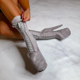 High Babydoll Light Grey - 8 INCH, stripper shoe, stripper heel, pole heel, not a pleaser, platform, dancer, pole dance, floor work