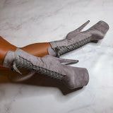 High Babydoll Light Grey - 8 INCH, stripper shoe, stripper heel, pole heel, not a pleaser, platform, dancer, pole dance, floor work