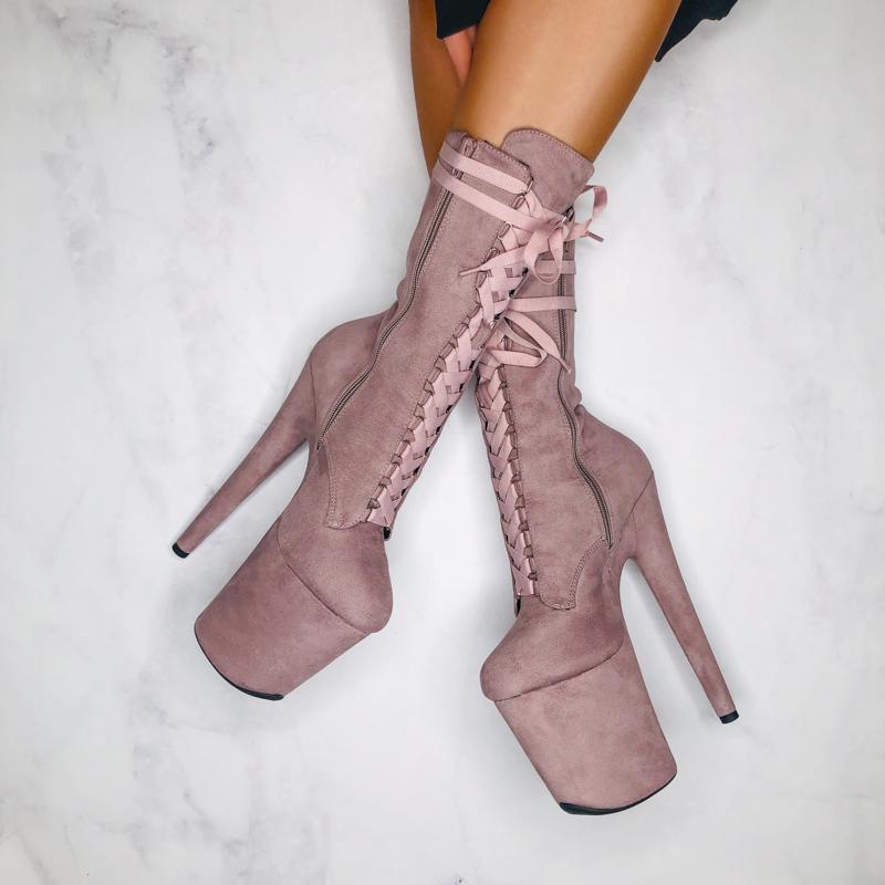 High Babydoll Lilac Mink - 8 INCH, stripper shoe, stripper heel, pole heel, not a pleaser, platform, dancer, pole dance, floor work