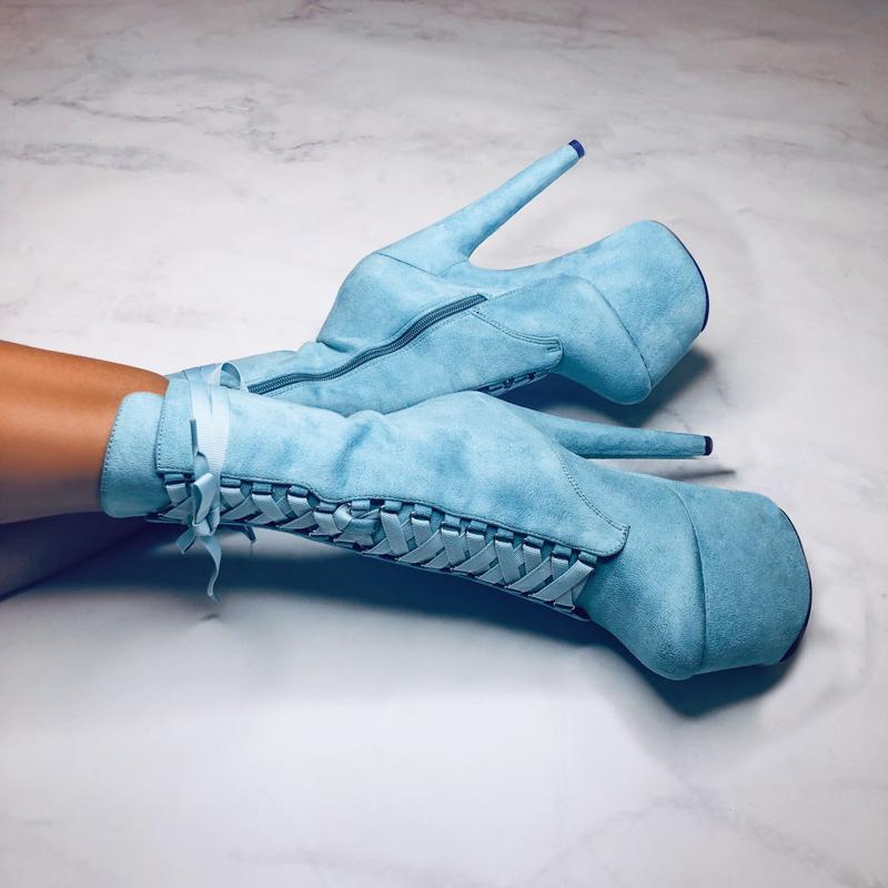High Babydoll  Baby Blue  - 7 INCH, stripper shoe, stripper heel, pole heel, not a pleaser, platform, dancer, pole dance, floor work