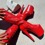 Out for Blood - Knee Boot Open Toe - 8INCH, stripper shoe, stripper heel, pole heel, not a pleaser, platform, dancer, pole dance, floor work