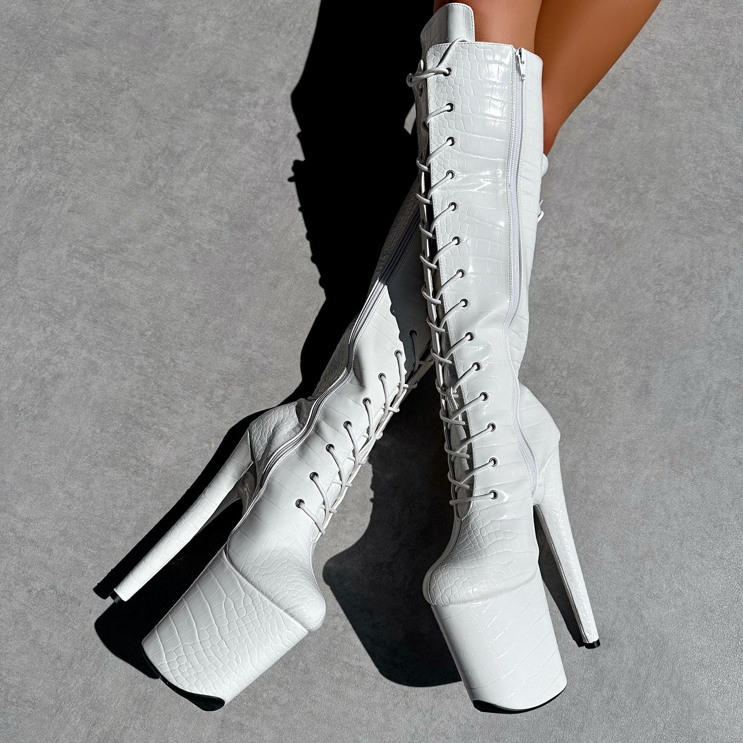 Ghosted - Knee Boot - 8INCH, stripper shoe, stripper heel, pole heel, not a pleaser, platform, dancer, pole dance, floor work