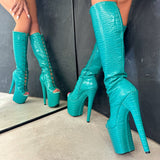 Killing Eve - Knee Boot Open Toe - 8INCH, stripper shoe, stripper heel, pole heel, not a pleaser, platform, dancer, pole dance, floor work