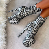 Snow Leopard Boot - 8 INCH, stripper shoe, stripper heel, pole heel, not a pleaser, platform, dancer, pole dance, floor work