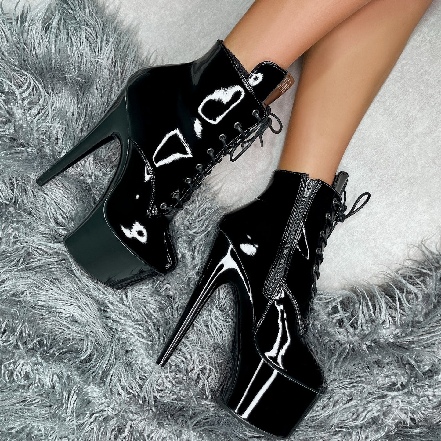Black Beatle Ankle Boot - 7 INCH, stripper shoe, stripper heel, pole heel, not a pleaser, platform, dancer, pole dance, floor work