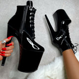 Black Beatle Ankle Boot - 8 INCH, stripper shoe, stripper heel, pole heel, not a pleaser, platform, dancer, pole dance, floor work