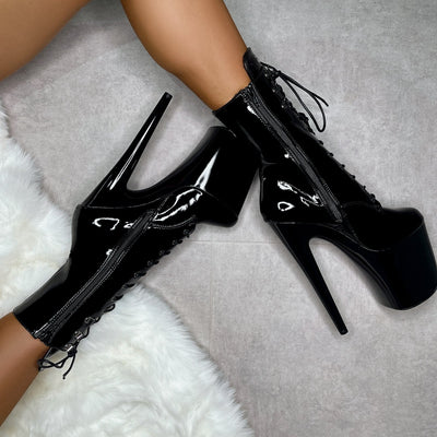 Black Beatle Boot - 8 INCH, stripper shoe, stripper heel, pole heel, not a pleaser, platform, dancer, pole dance, floor work