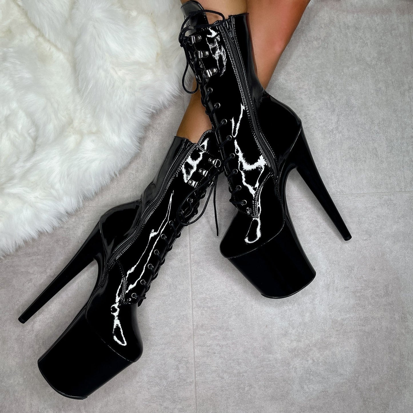 Black Beatle Boot - 8 INCH, stripper shoe, stripper heel, pole heel, not a pleaser, platform, dancer, pole dance, floor work