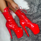 LipKit Open Toe Boot - Cherry Pie - 8 INCH, stripper shoe, stripper heel, pole heel, not a pleaser, platform, dancer, pole dance, floor work