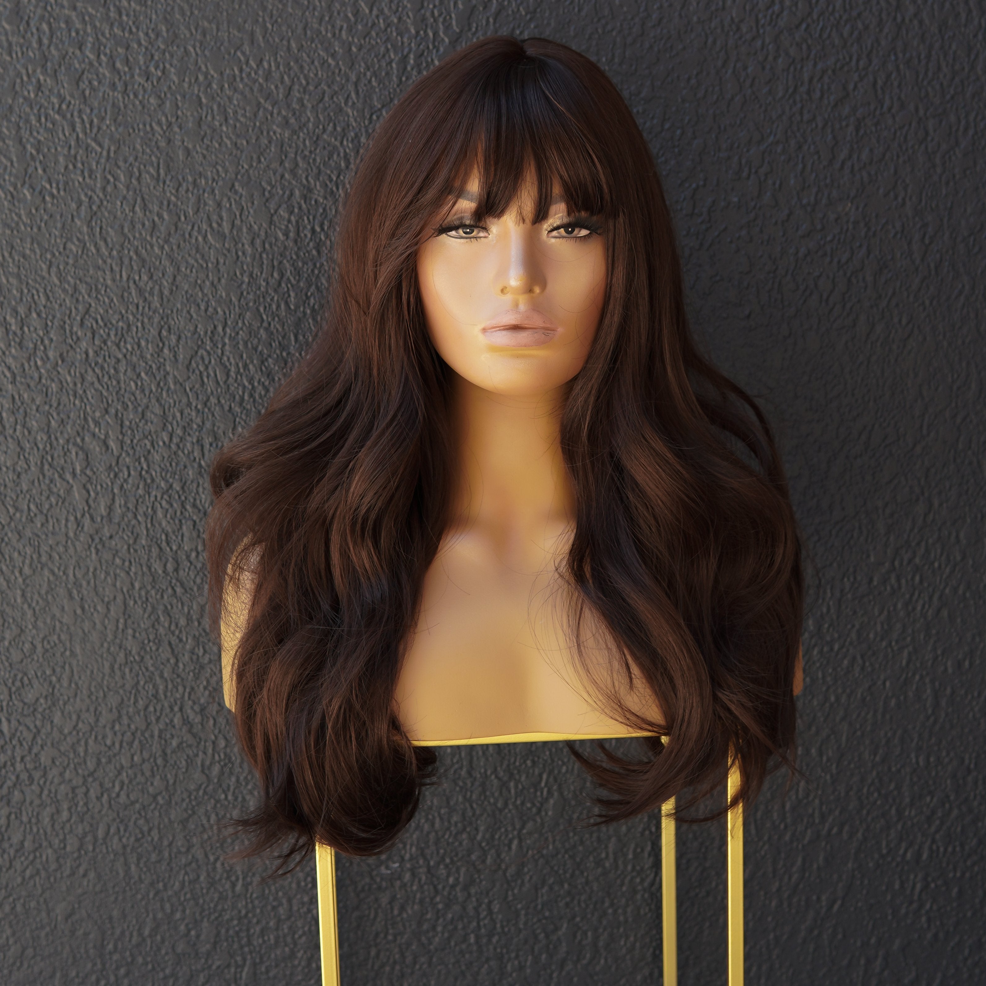 Long brown cheap wig uk