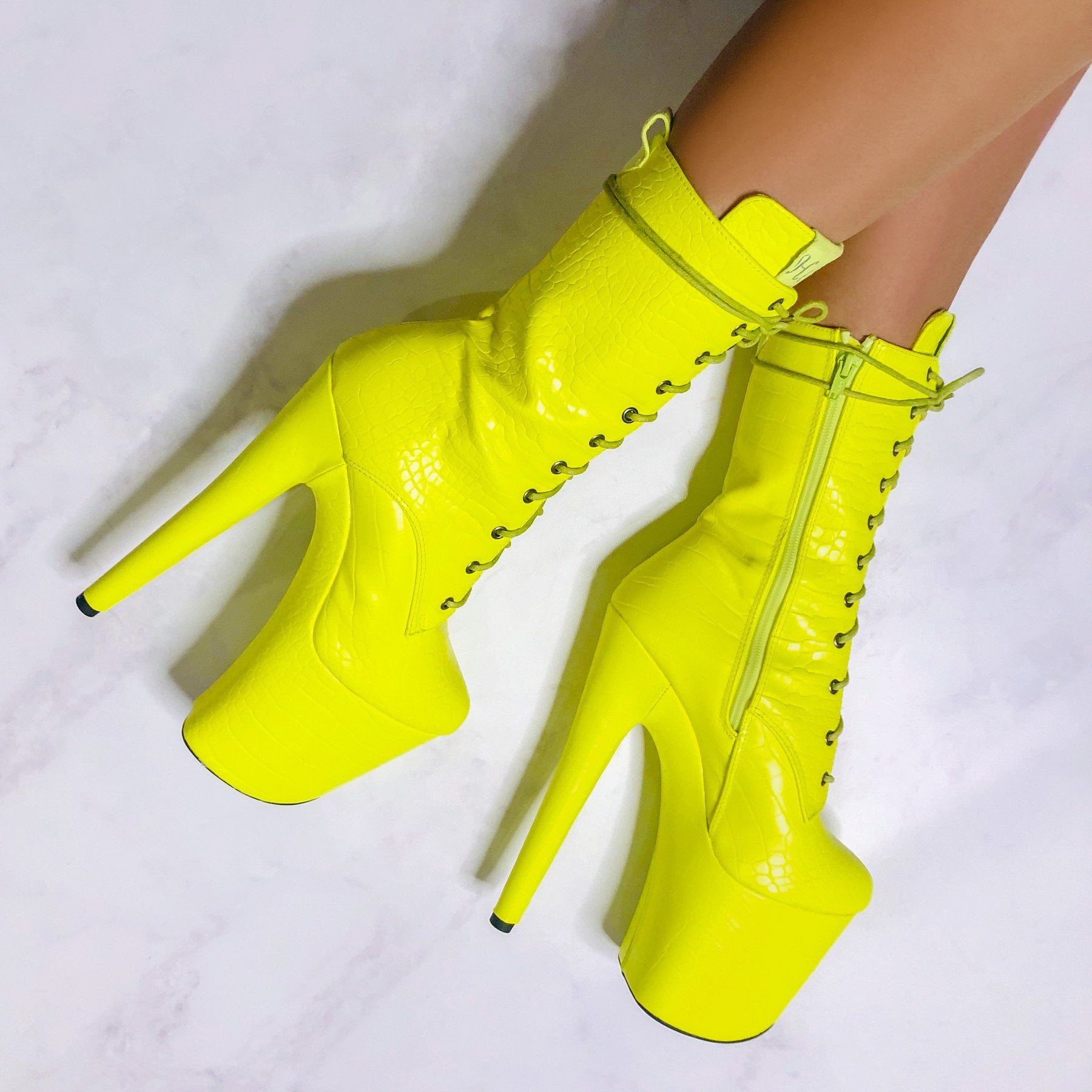 Yellow LIRID Diamante Stiletto Heel Knee High Boots | i The Label – I The  Label
