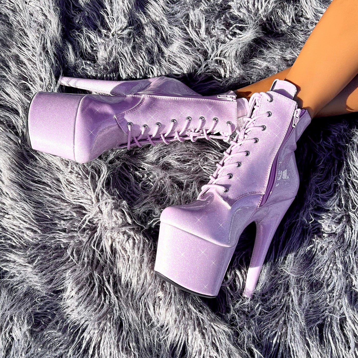 The Glitterati Ankle Boot - Lilac Lovers - 7 INCH
