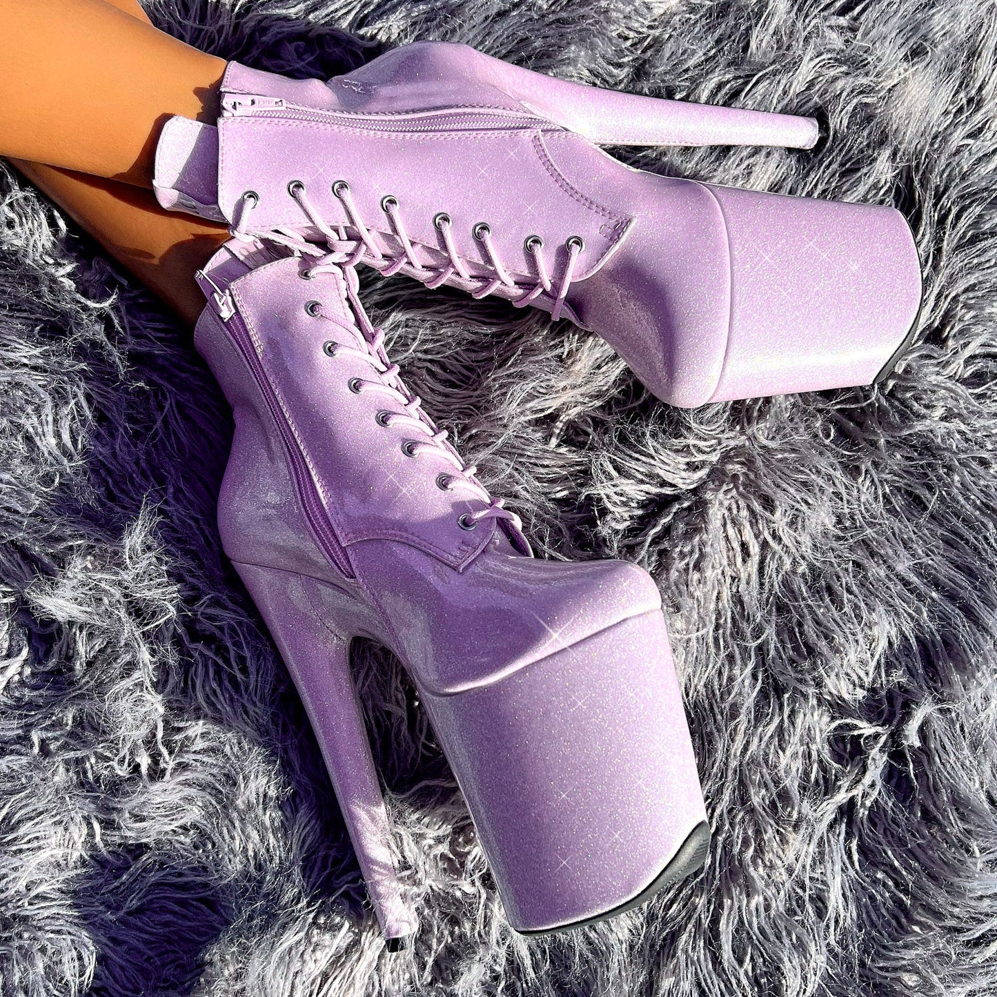 The Glitterati Ankle Boot - Lilac Lovers - 8 INCH