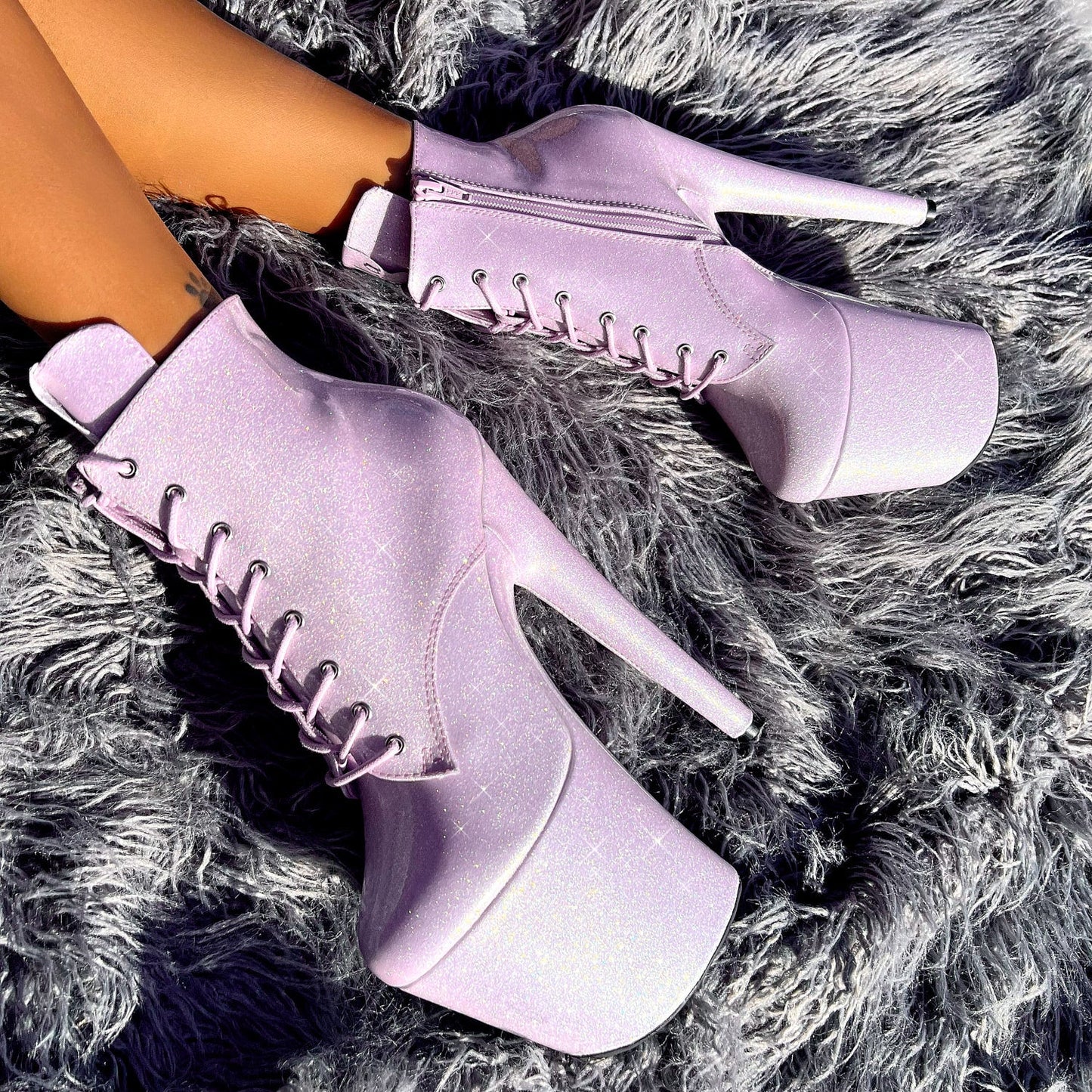 The Glitterati Ankle Boot - Lilac Lovers - 8 INCH
