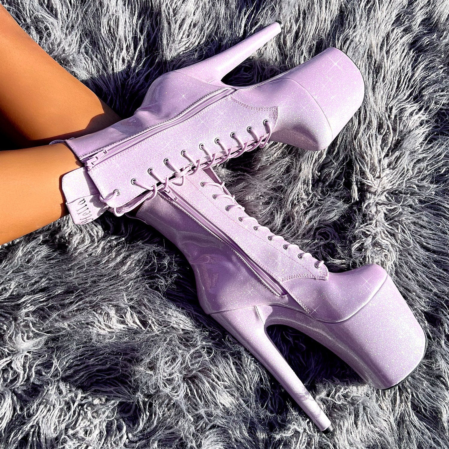 The Glitterati Boot - Lilac Lovers - 8 INCH, stripper shoe, stripper heel, pole heel, not a pleaser, platform, dancer, pole dance, floor work