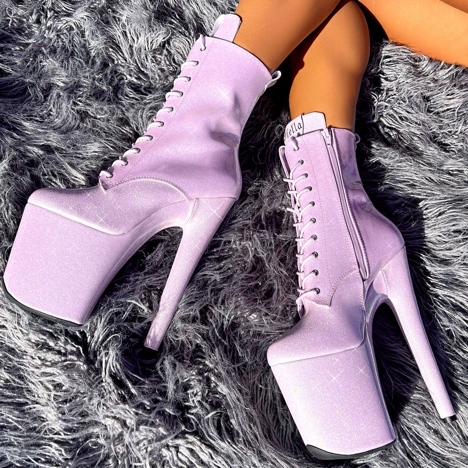 The Glitterati Boot - Lilac Lovers - 8 INCH, stripper shoe, stripper heel, pole heel, not a pleaser, platform, dancer, pole dance, floor work