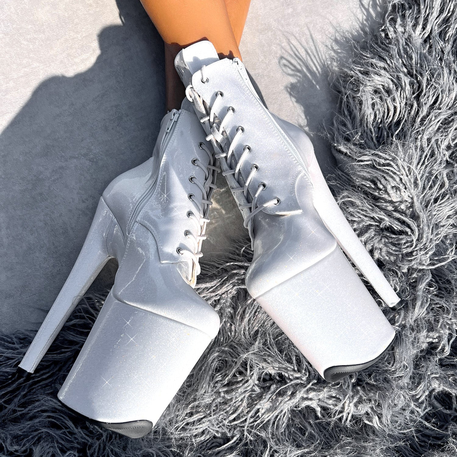 The Glitterati Ankle Boot - Snow Kween - 8 INCH, stripper shoe, stripper heel, pole heel, not a pleaser, platform, dancer, pole dance, floor work