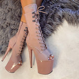 LipKit Open Toe Boot - Boujee - 8 INCH, stripper shoe, stripper heel, pole heel, not a pleaser, platform, dancer, pole dance, floor work