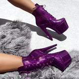 The Glitterati Ankle Boot - Purple Rain - 7 INCH, stripper shoe, stripper heel, pole heel, not a pleaser, platform, dancer, pole dance, floor work