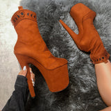 Ride 'em Boot - Chestnut - 8 INCH, stripper shoe, stripper heel, pole heel, not a pleaser, platform, dancer, pole dance, floor work