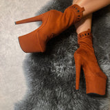 Ride 'em Boot - Chestnut - 8 INCH, stripper shoe, stripper heel, pole heel, not a pleaser, platform, dancer, pole dance, floor work