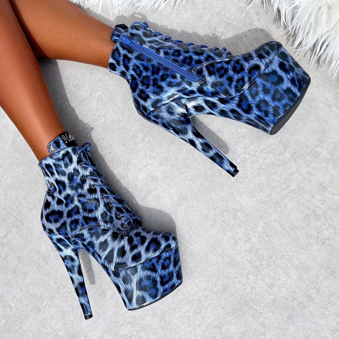 Blue Leopard Ankle Boot - 7 INCH, stripper shoe, stripper heel, pole heel, not a pleaser, platform, dancer, pole dance, floor work