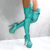 Glitterati Thigh High - Baby Blue - 7 INCH
