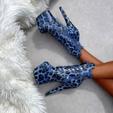 Blue Leopard Ankle Boot - 7 INCH, stripper shoe, stripper heel, pole heel, not a pleaser, platform, dancer, pole dance, floor work