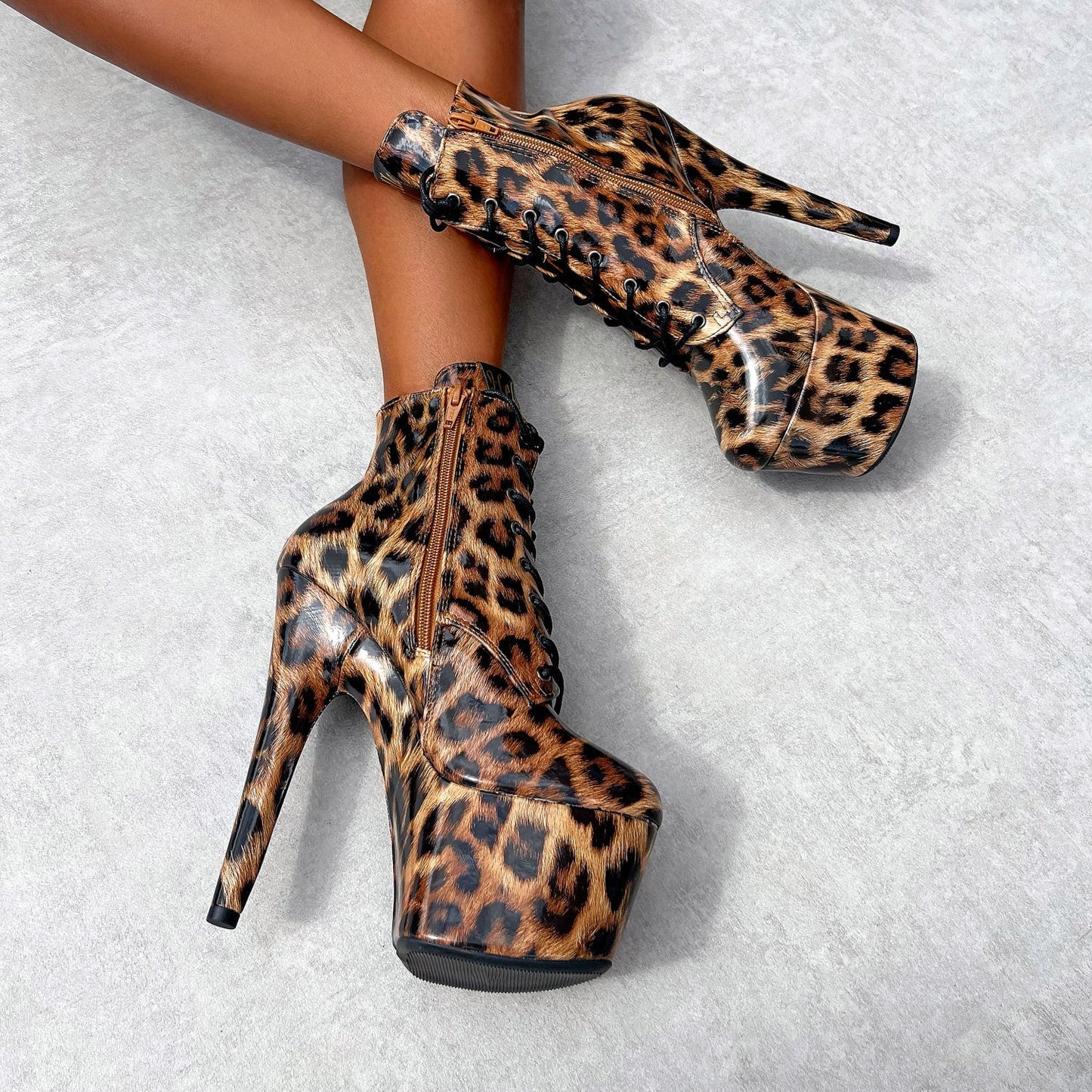 Leopard Ankle Boot - 7 INCH, stripper shoe, stripper heel, pole heel, not a pleaser, platform, dancer, pole dance, floor work