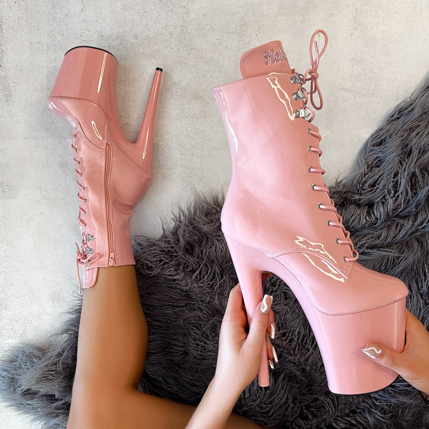 Baby pink best sale pleaser boots