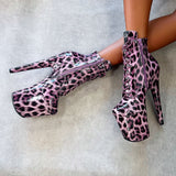 Purple Leopard Ankle Boot - 7 INCH, stripper shoe, stripper heel, pole heel, not a pleaser, platform, dancer, pole dance, floor work